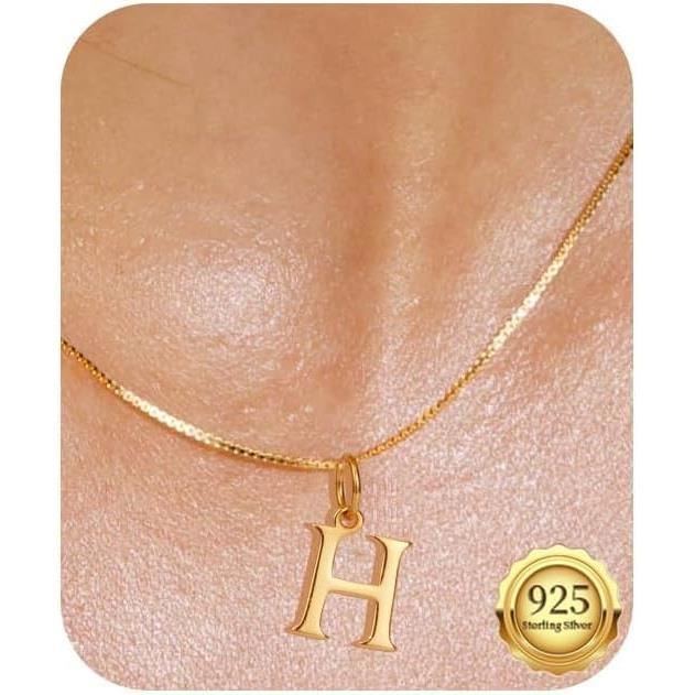 collier avec initiale en or pour femmes et filles avec initiale en or s925, petit tour de cou, collier avec pendentif initia.[d1794]