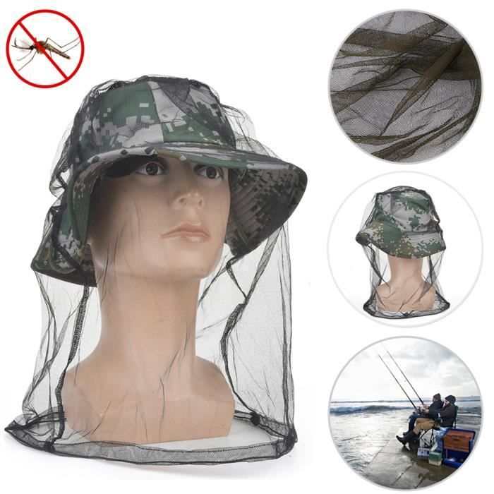 5 Pcs Moustiquaire De Tête-Respirant Chapeau En Maille Prévention Des Insectes Net Anti-Abeille pour Voyage Pêche(noir )-REN
