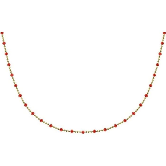 Collier Billes Et Perles Les Poulettes Bijoux - Plaqué Or 3 Microns, Longueur 46.5cm, Fait En France