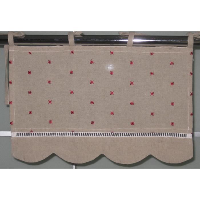 Cantonnière Ancienne XIXe Dentelle Au Filet Brodé Applications De Motifs Brodés