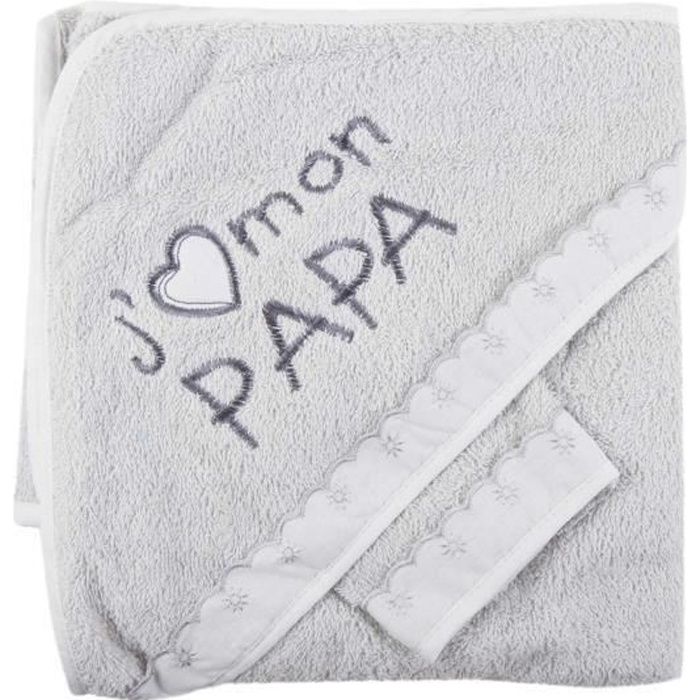 J/'aime mon papa Parure de bain pour bébé rose