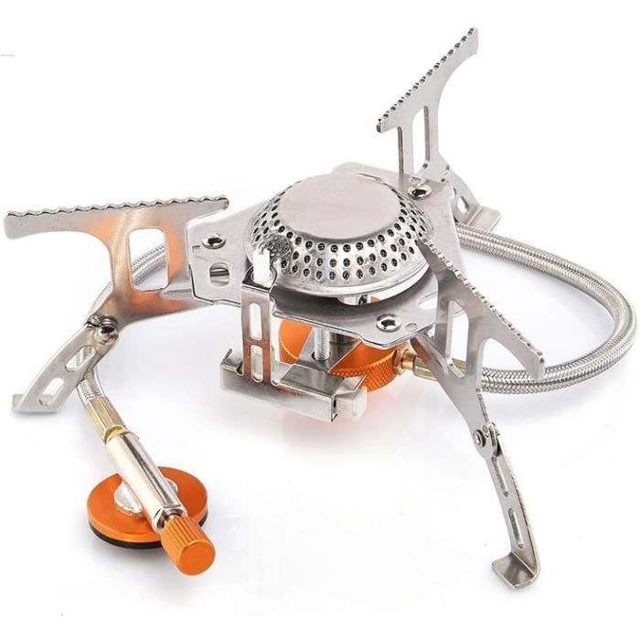 Wallfire Mini Réchaud à Gaz De Camping – Portable 15x15x14cm, Avec Grille De Protection, Support Et Sac De Rangement, Pour Tente Et Pêche