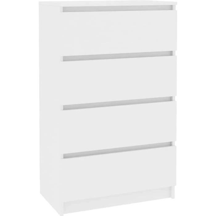 Buffet Armoire à Tiroirs Commode Armoire de Rangement Dressoir Meuble de Rangement avec 4 Tiroirs Blanc 60x35x985 cm Bois A400