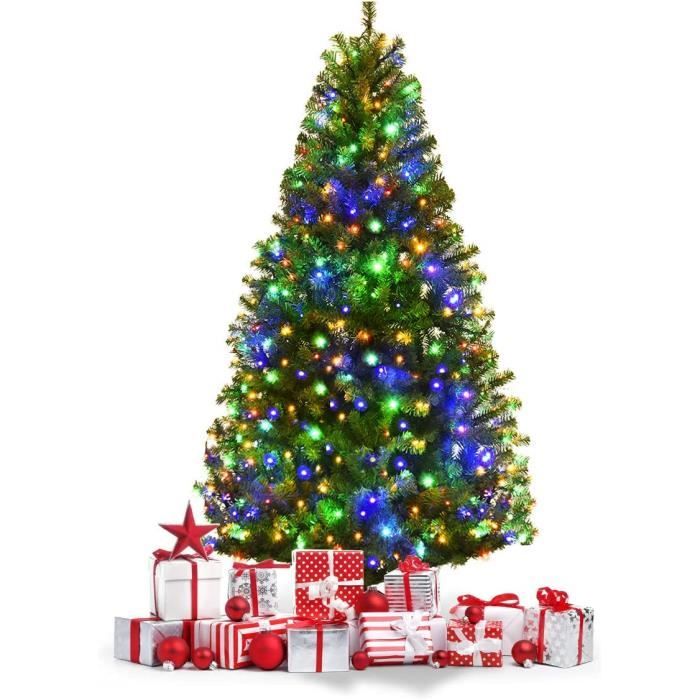 Sapin de Noël Artificiel Lumineux, LED Lumière 4 Couleurs et Blanche