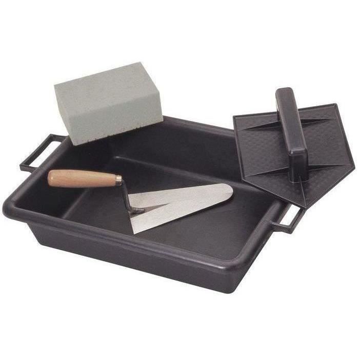 Lot de maçon : taloche pointue + auge 10L +truelle