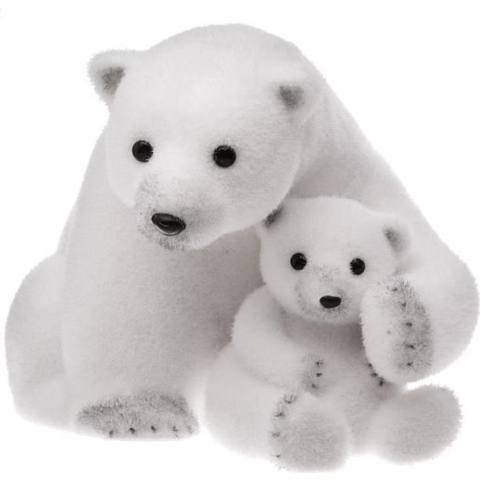 Decoration A Poser Maman Et Bebe Ours Blanc De 25 Cm Cdiscount Maison