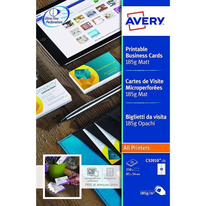SIGEL DP830 – Lot 150 Cartes De Visite Imprimables Prédécoupées 85x55 Mm – Papier Blanc 185 G/m² FSC – Micro-Perforation Pro Pour Bords Nets