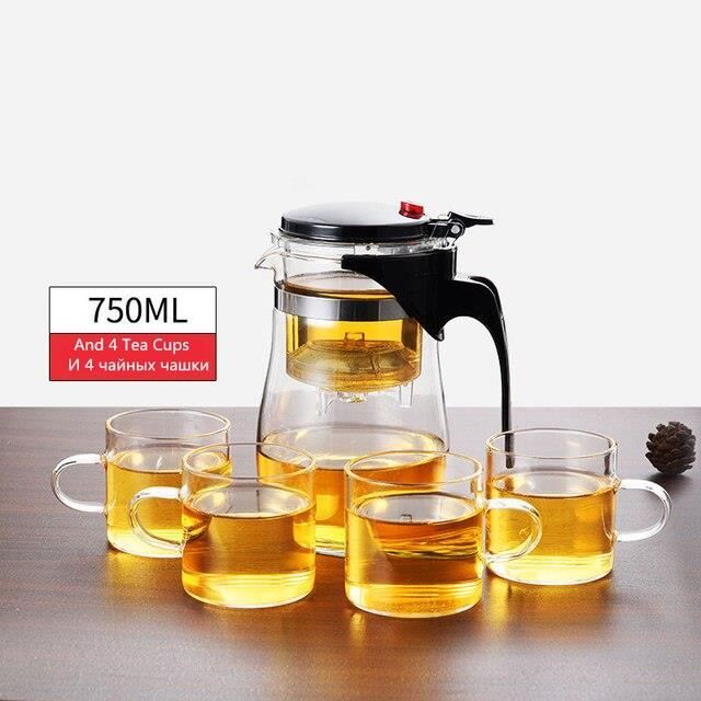 Service à Thé Automatique En Verre - Théière Avec Infuseur Et Diversion D'eau - Style Kungfu Résistant à La Chaleur