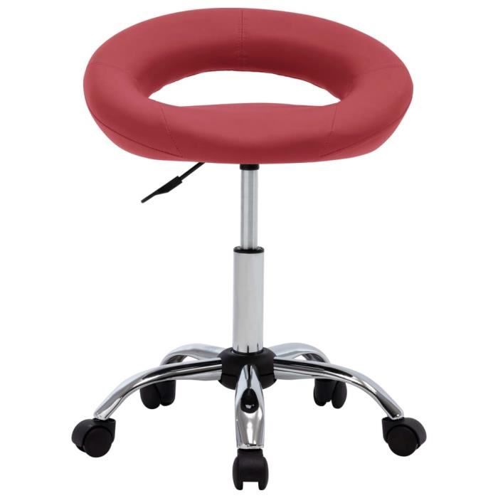 Mode 1735 Chaise de travail roulante Chic - Tabourets de bar - Tabouret à roulettes Tabouret de bureau Rouge bordeaux Similicuir