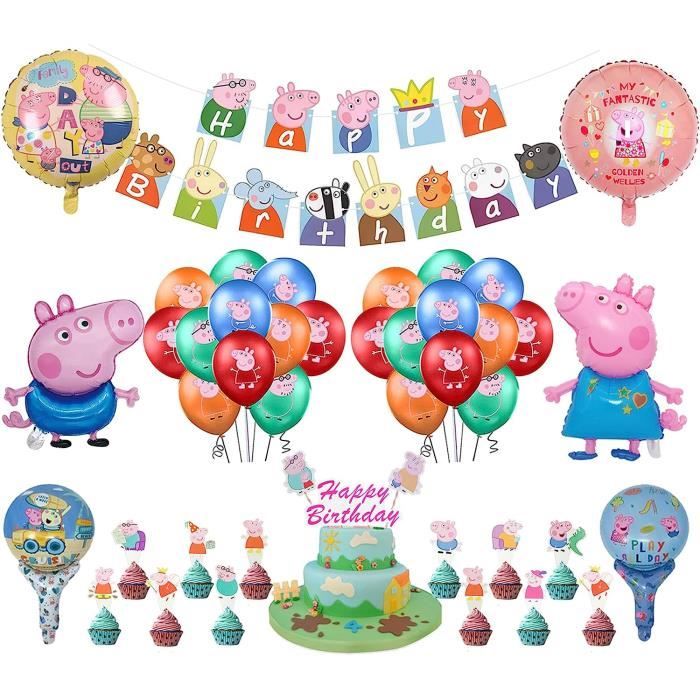 Décoration Anniversaire Thème Cochon Rose - Assiettes, Tasses, Serviettes, Nappe Pour 20 Personnes