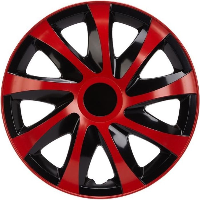 Enjoliveurs de roues DRACO CS noir-rouge 15 lot de 4 pièces
