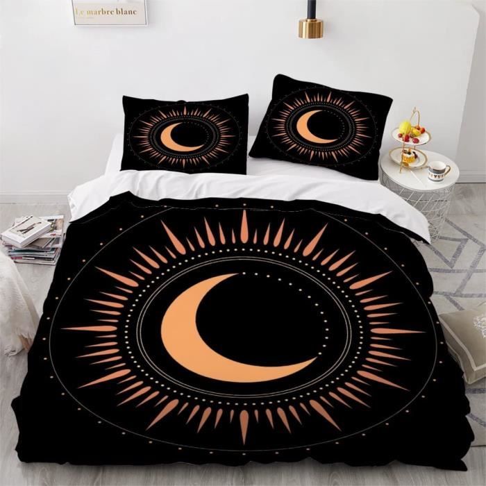 Housse De Traversin 90x30 Cm Motif Lune – En Velours Doux, Double Face, Avec Fermeture éclair Cachée