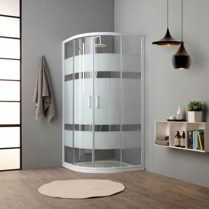 PAROI DE DOUCHE SEMI-CIRCULAIRE 80 CM CRYSTAL SÉRIGRAPHIÉ VENERE