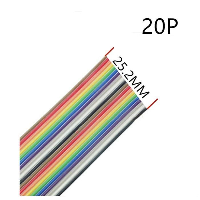 VISSQH 5 Rouleaux Câble Ruban Plat 10/14/16/20/25 Broches 2m - Arc-en-Ciel IDC 2.54mm