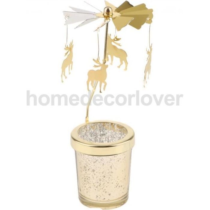 Bougeoir,Carrousel photophore rotatif bougeoirs romantique doré veilleuse  cadeaux créatifs vacances lampe décorative - Type 2 - Cdiscount Maison