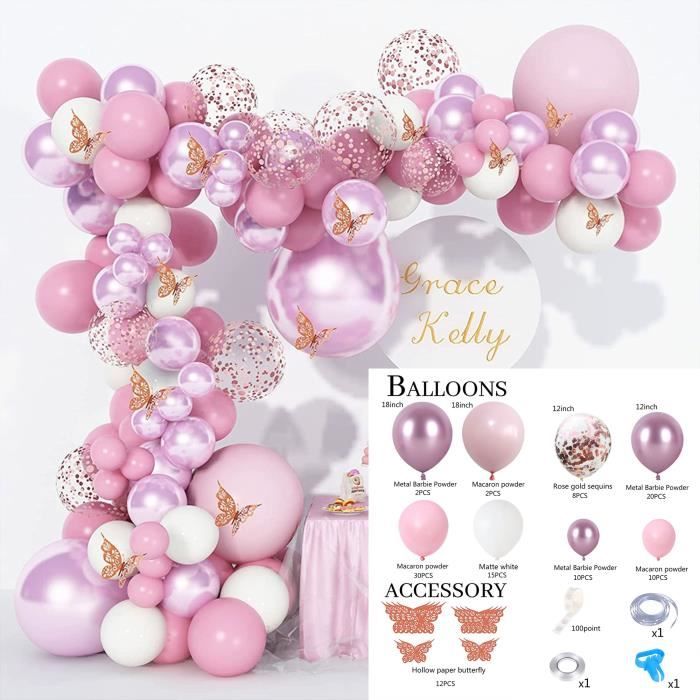 34PCS Anniversaire Ballon Rose Kit Guirlande Happy Birthday Nappe 24 Ballons  Confettis, 4 Ballons étoile et Coeur, Confettis Happy B - Cdiscount Maison