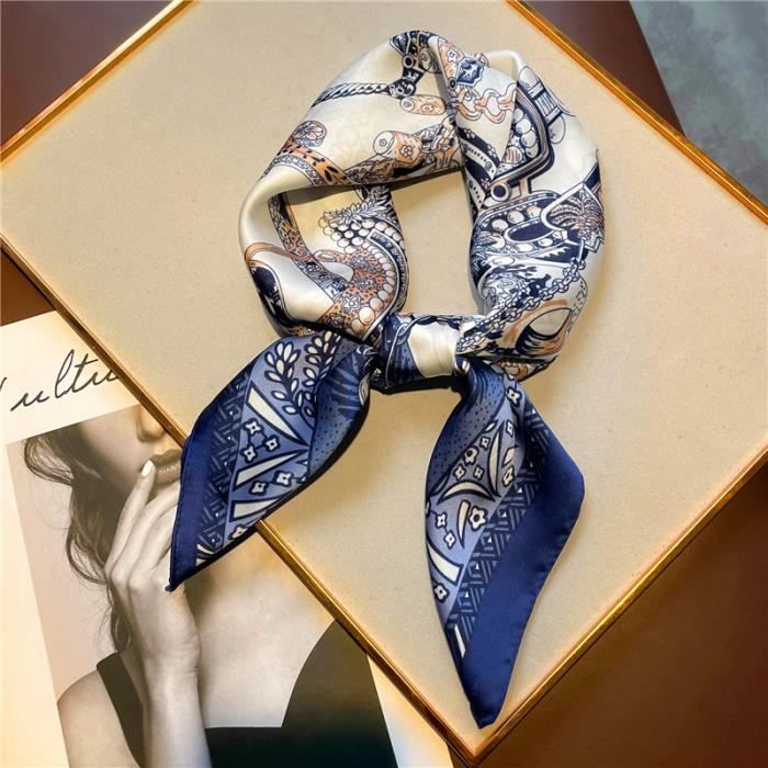 Foulard En Soie/satin Noir Pour Femme - Carré Polyvalent - Bandana, Tour De Cou, Accessoire Sac - Élégant Et Tendance - 11