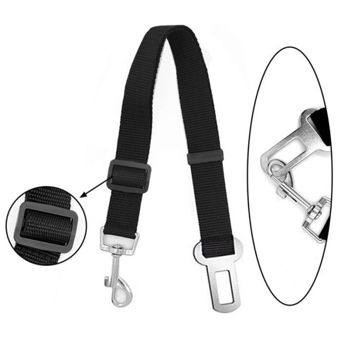 Ceinture de sécurité pour chien - Réglable 40-60 cm - Mousqueton - Compatible voiture - Noir