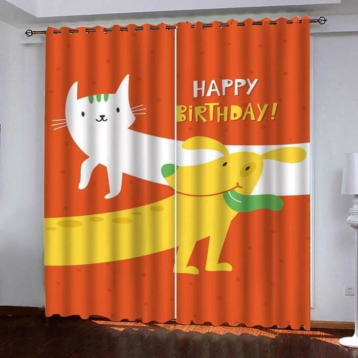 Rideaux Occultants Enfant Motif Chat 3D - Lot De 2 Panneaux 140x160 Cm - Isolation Thermique Et Phonique, Oeillets Métal - 7