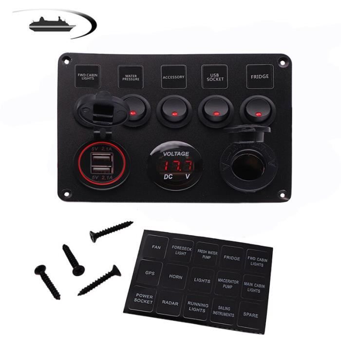 Panneau De Commande De Pompe De Cale 3 Voies - 12V/24V, Disjoncteur 15A, LED, Automatique/manuel