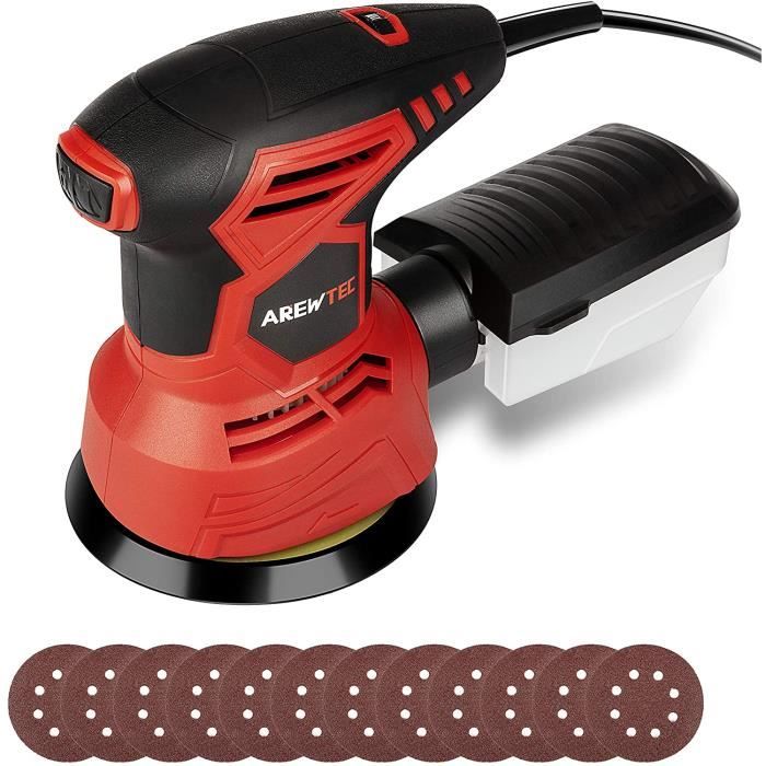 Ponceuse Excentrique MYTOL 350W 7 Vitesses avec 14pcs Papier de Verre et Dépoussiéreur - Bricolage
