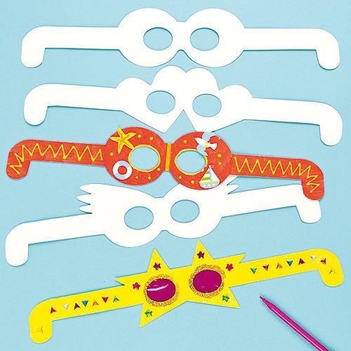 Baker Ross – Lot De 12 Cartes Lunettes Vierges à Décorer Noël Rayé – Loisirs Créatifs Enfants