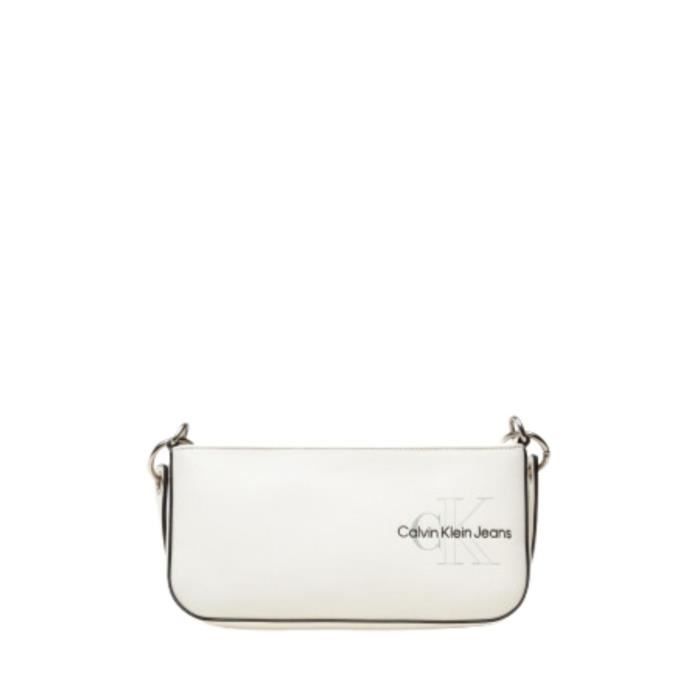 Sac porté épaule - CALVIN KLEIN JEANS - Ref 56095 - Cuir - Blanc - Zippée - Lisse