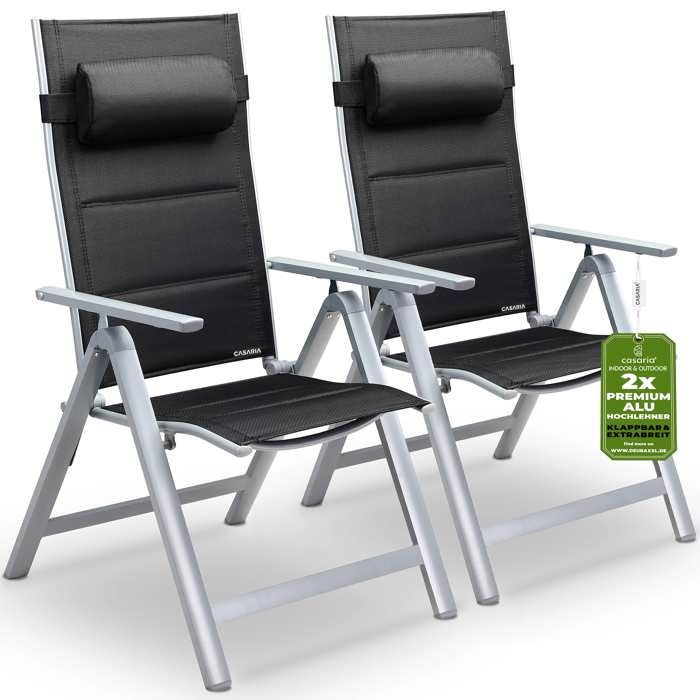 Set de 2 chaises de jardin dossier haut Terrasse Balcon Chaises de jardin Argent