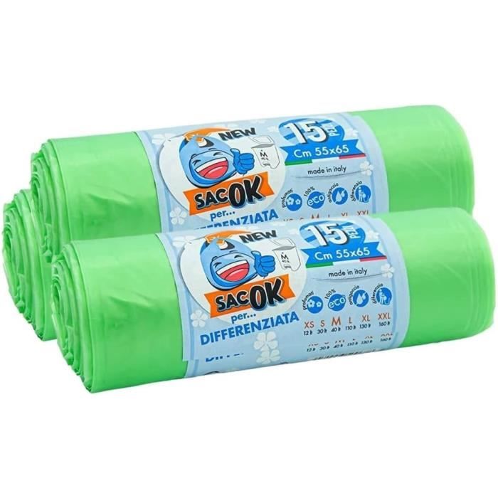 45 Sacs Poubelle Transparents 55x65 Cm Avec Poignées - Résistants, Anti-fuites, Pour Tri Sélectif - 3