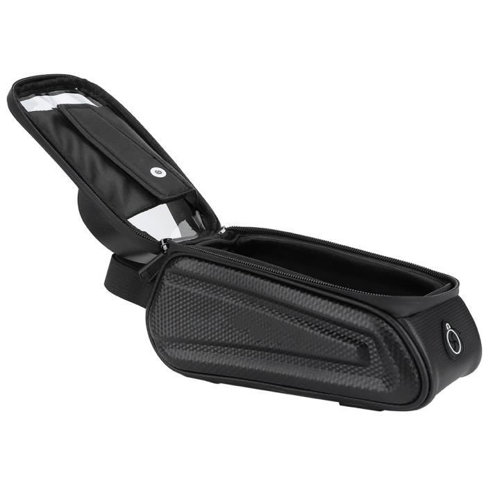 Cikonielf Sacoche de vélo à cadre avant Support de téléphone de vélos, coque rigide avec prises casque grande bagagerie housse