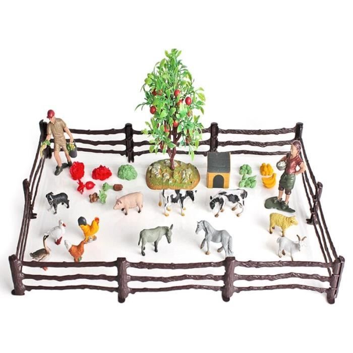 21 Pièces Animaux De La Ferme - Set De Toppers Pour Gâteau, Jouets En Plastique Multicolores
