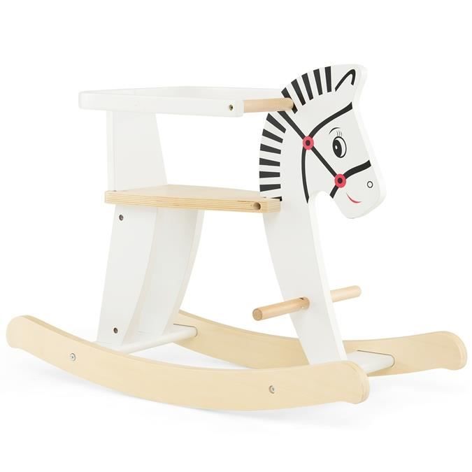 DREAMADE 2 en 1 Cheval à Bascule Enfant avec Dossier Confortable,  Repose-Pieds et Rails Amovible, Zèbre Mignon, Charge 40KG, 3+ Ans -  Cdiscount Jeux - Jouets