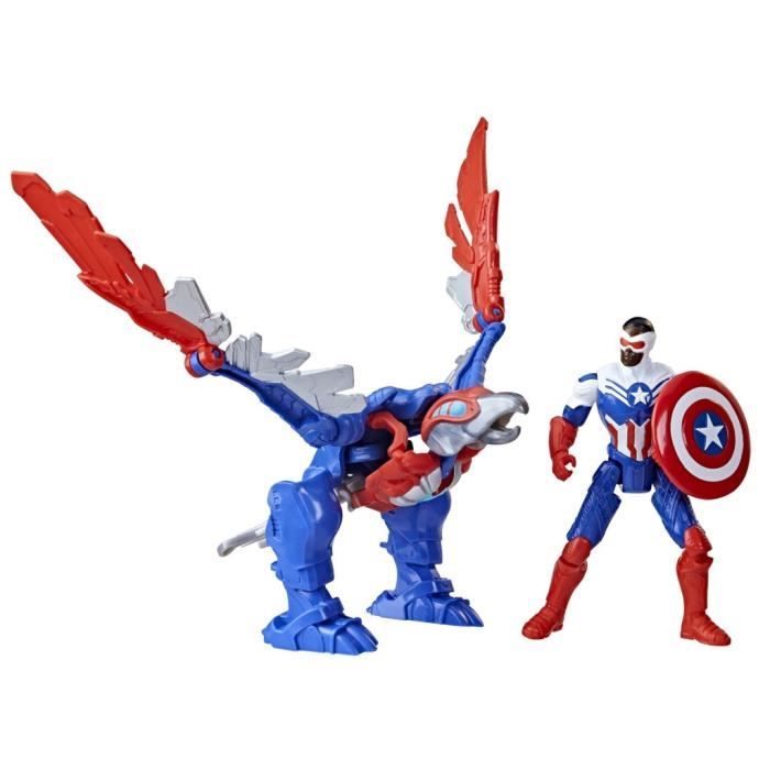 Marvel Mech Strike Mechasaurs figurine Captain America de 10 cm avec Redwing Mechasaur jouet de super-héros Marvel Mech Strike Mechasaurs figurine Captain America de 10 cm avec Redwing Mechasaur jouet de super-héros