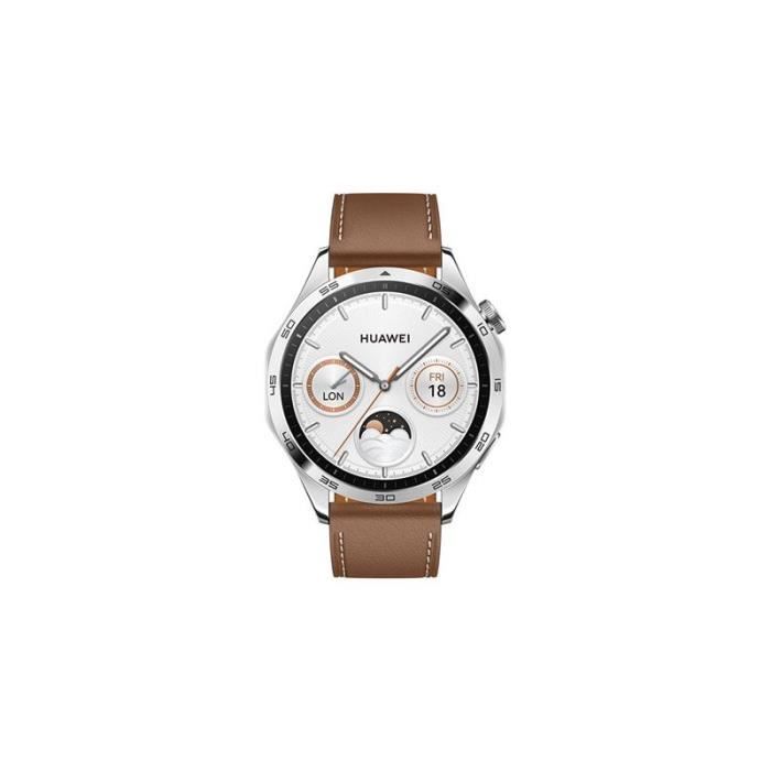 Montre connectée Huawei Watch GT 4 46 mm Classic bracelet en cuir Marron