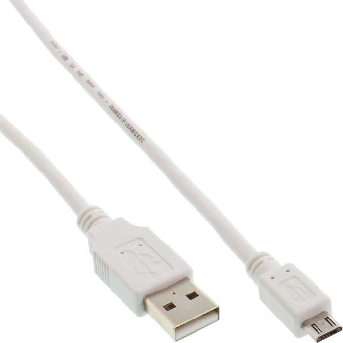 Câble Micro-USB 2.0 - InLine® - USB-A Mâle / Micro-B Mâle - 05m - Blanc - Connectivité rapide