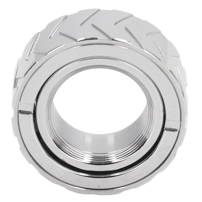 Bague Anti-stress Tournante HALUKAKAH - Plaquée Platine, Avec Chat Et Perles, Sel Himalaya - Cadeau Anxieté