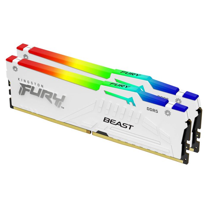 Mémoire vive KINGSTON 64Go DDR5 6400MT/s CL32 DIMM Kit of 2 FURY Beast Blanc RGB EXPO Mémoire vive KINGSTON 64Go DDR5 6400MT/s CL32 DIMM Kit of 2 FURY Beast Blanc RGB EXPO