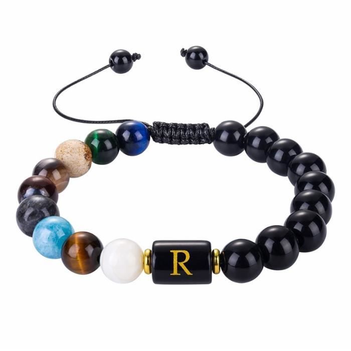 Bracelet Sur Mesure En Perles D'obsidienne Naturelle - Pierre Noire Ronde - Réalisé à La Taille Souhaitée
