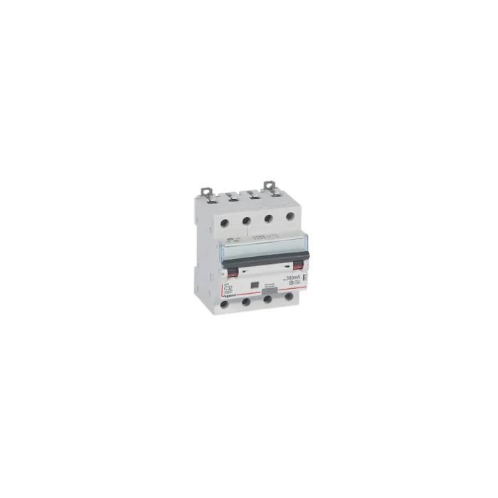 Disjoncteur différentiel monobloc DX³6000 10kA tétrapolaire 400V~ pour peigne HX³ traditionnel tétrapolaire ou câblage TypeA 300mA 3