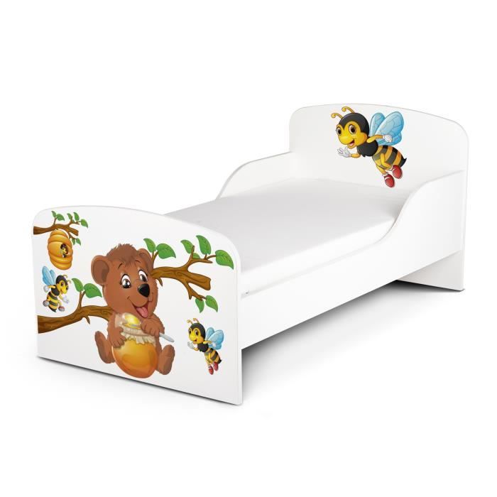 moderne lit d'enfant toddler avec matelas ours et abeilles