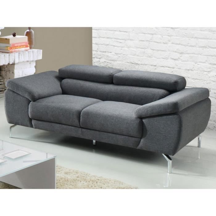 canapé 2 places en microfibre gretel - gris - linea sofa - relaxation - moelleux - contemporain - design