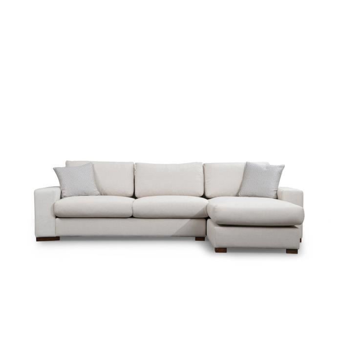 Canapé d'angle Beige Tissu Moderne Confort
