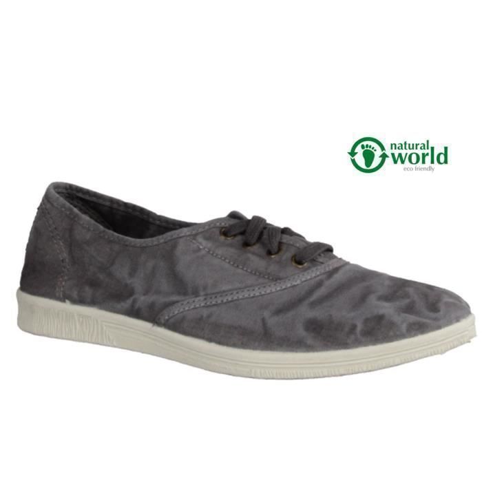 Natural World Natural World Baskets toile femme gris — coton & caoutchouc naturel lacets plat