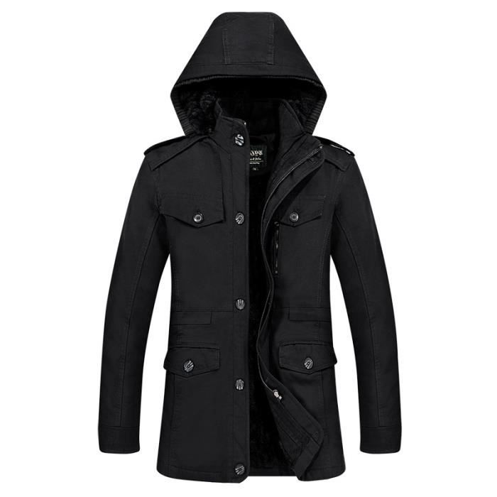 Manteau Matelassé Homme Crosshatch Mi-long à Capuche - Bleu - Taille S - Hiver Décontracté