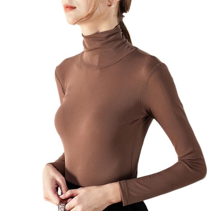 Pull Femme Manches Longues Top Basic Col Roul Elastique Tops