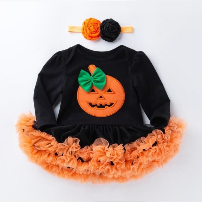 Costume Halloween Bébé Fille Citrouille - Ensemble Tutu 2 Pièces, Cadeau Mignon 0-18 Mois