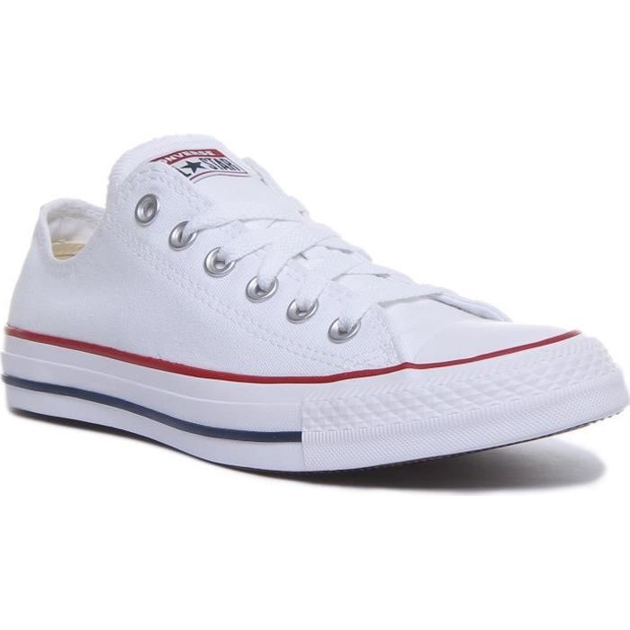 Converse Chuck Taylor All Star Ox Baskets basses à lacets pour femmes en toile à la blanc (Blanc, 38)