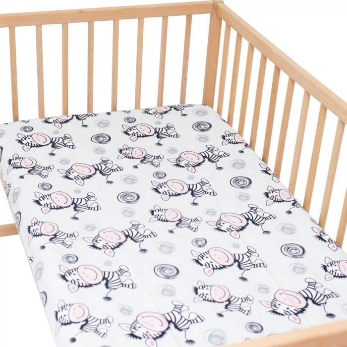 Zèbre Drap housse 60x120 cm Pati'Chou 100% Coton motif animaux pour lit bébé  - Cdiscount Maison