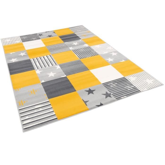 Tapis Enfant Maui Kids - Motif étoiles Gris Turquoise, Velours Doux, 5 Tailles - Compatible Chauffage Au Sol