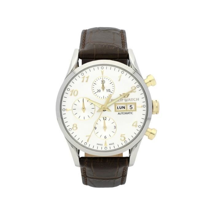 Philip Watch - R8271996001 - Seahorse - Pendule Homme - Quartz Chronographe - Cadran Beige - Bracelet Cuir Violet